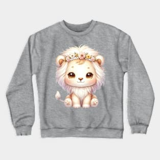 Fun Lion Cub  Boho Babies A Whimsical Watercolor Gathering Crewneck Sweatshirt